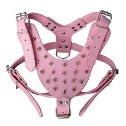 Harnais Cuir à Clous Pour Gros Chiens Rose