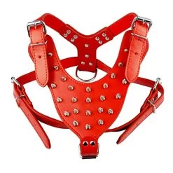 Harnais Cuir à Clous Pour Gros Chiens Rouge