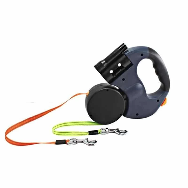 Laisse Double Pour Chien Rétractable Noir