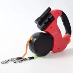 Laisse Double Pour Chien Rétractable Rouge