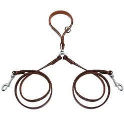 Laisse Double Pour Chien En Cuir Marron